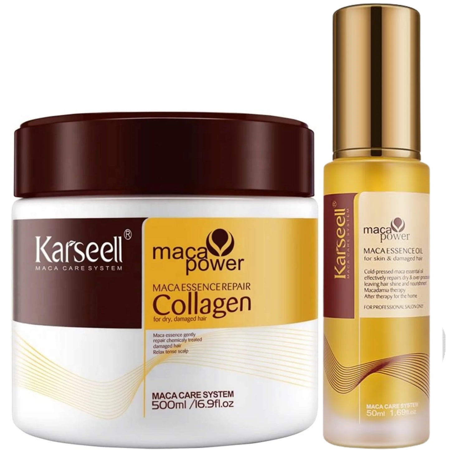 KARSEELL-500 ml hair mask Pack. + Argan oil for hair 50 ml. -Deep hydration-intense repairing treatment-collagen-all hair types.