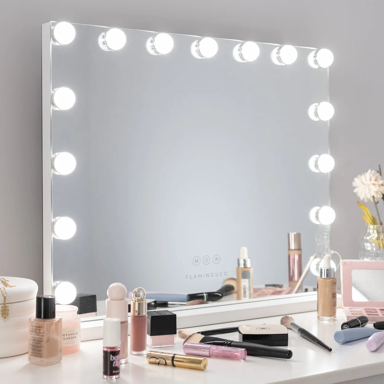 Flaminguuo makeup mirror with Led light mirror makeup vanity with light 15 LED bulbs mirror with lights USB mirror with light 3 modes makeup mirror with big light