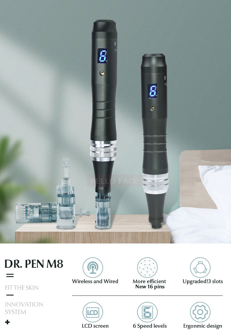 Dr pen Ultima M8 With 22 Cartridge Wireless Derma Microneedle Pen Skincare Kit MTS Treatment Professionals Use Beauty Machine