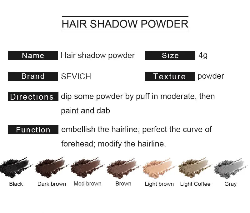 Sevich Hairline Powder 4g Hairline Shadow Powder Makeup Hair Concealer Natural Cover Unisex Hair Loss Product