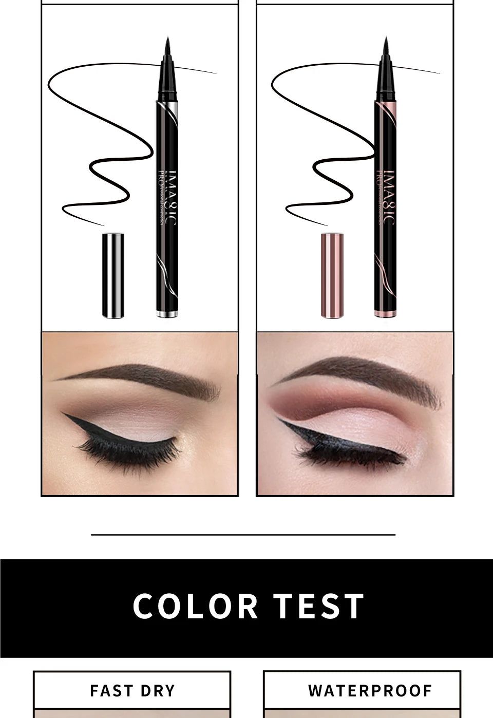 IMAGIC Waterproof Eyeliner Shine Eyeliner Matte Make Your Beauty Black Long Lasting Eyeliner Pen Makeup Cosmetic Tool