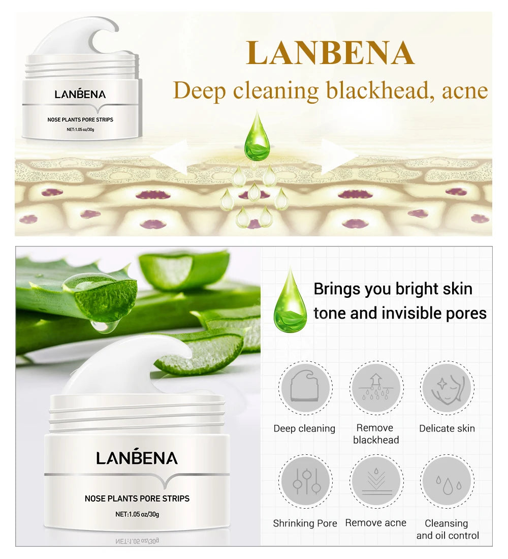 LANBENA New Style  Blackhead Remover Nose Mask Pore Strip Black Mask Peeling  Black Deep Cleansing Skin Care Beauty Health