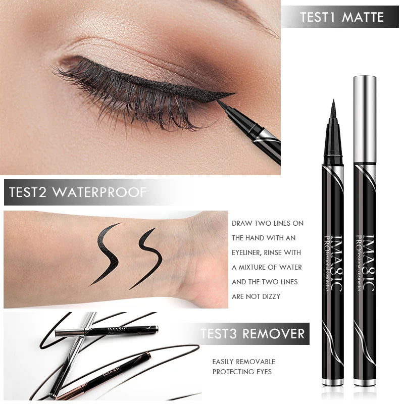 IMAGIC Waterproof Eyeliner Shine Eyeliner Matte Make Your Beauty Black Long Lasting Eyeliner Pen Makeup Cosmetic Tool