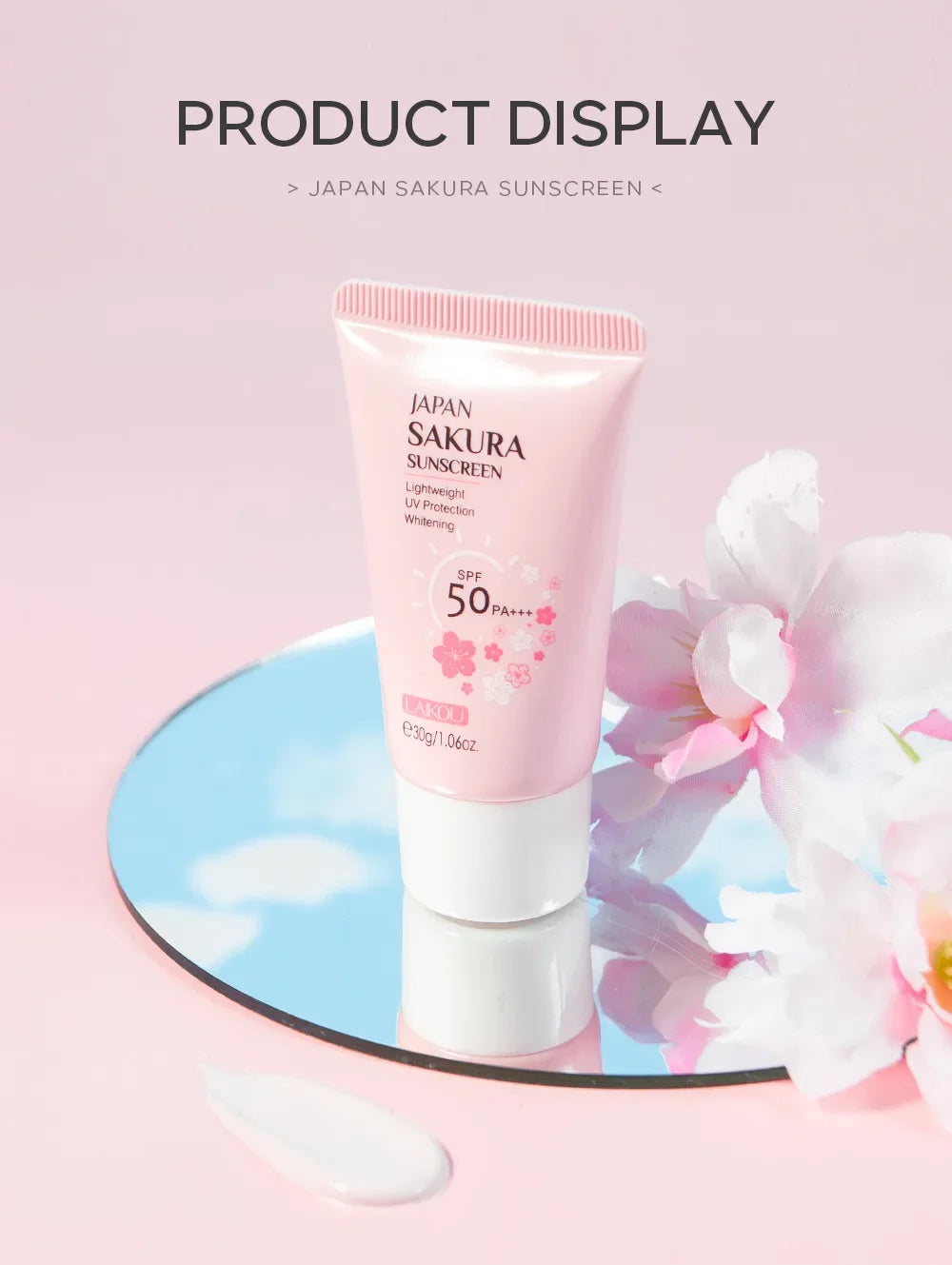 Laikou Sakura  Cream Korean Sunscreen Protector Facial Sun Blocker Spf50 Isolation Lotion  Moisturizer 30g