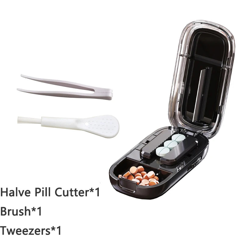 Pill Cutter With Invisible Storage Box Portable 2 In 1 Mini Drug Tablet Medicine Small Small Medicine Box Health Care Pills Case