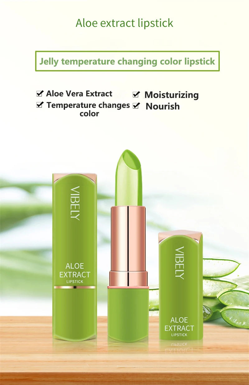 Spring Aloe Vera Moisturizing Lipstick Long Lasting Nouritious Lip Balm Temperature Changing Color lipgloss Lip Makeup Comestics