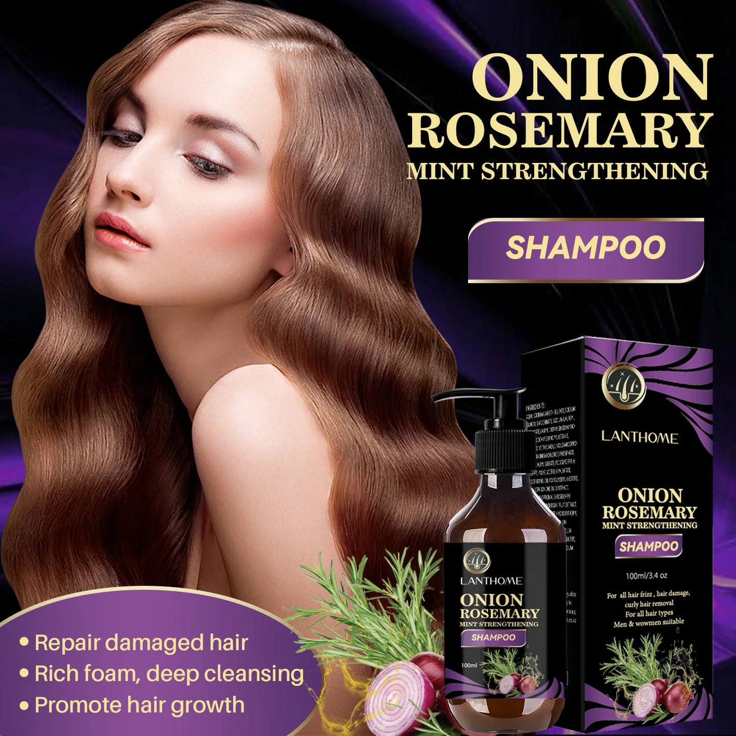 Hair Shampoo For Fast Hair Growth Rosemary Onion Hair Regrowth Shampoo Anti Hair Loss Effective Within 7 Day Hair Growth Product