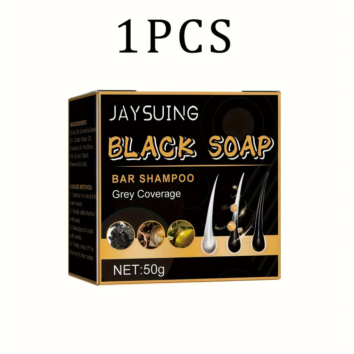 1/2/3/5Pcs Hair Darkening Shampoo Bar Soap Anti Dandruff Deep Cleansing Improve Itchy Head Frizz Black Nourishment Black Soap