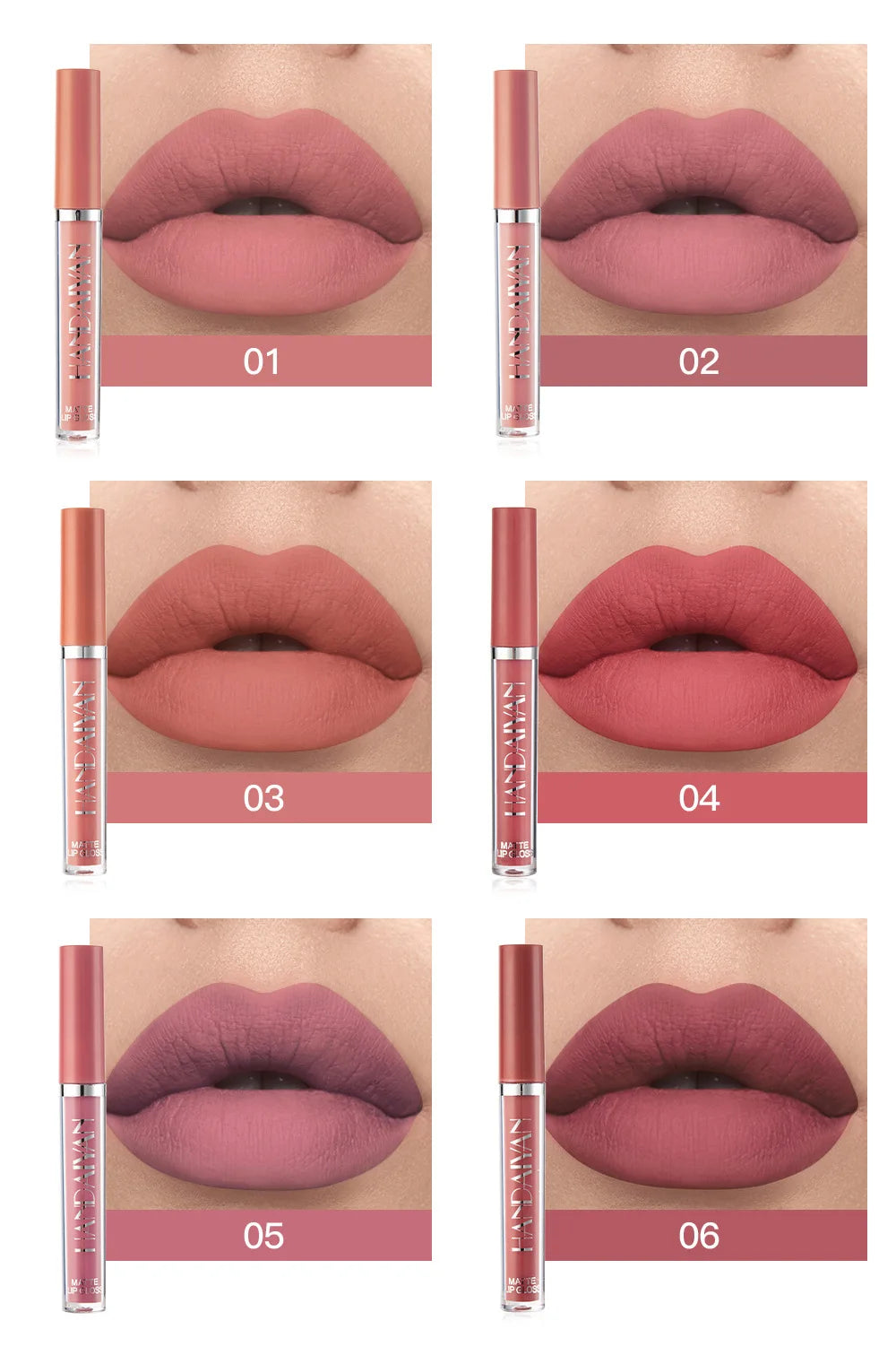 HANDAIYAN 6Pcs Liquid Velvet Matte Lip Gloss Red Lipstick Nude Makeup Women Long Lasting Waterproof Beauty Cosmetics