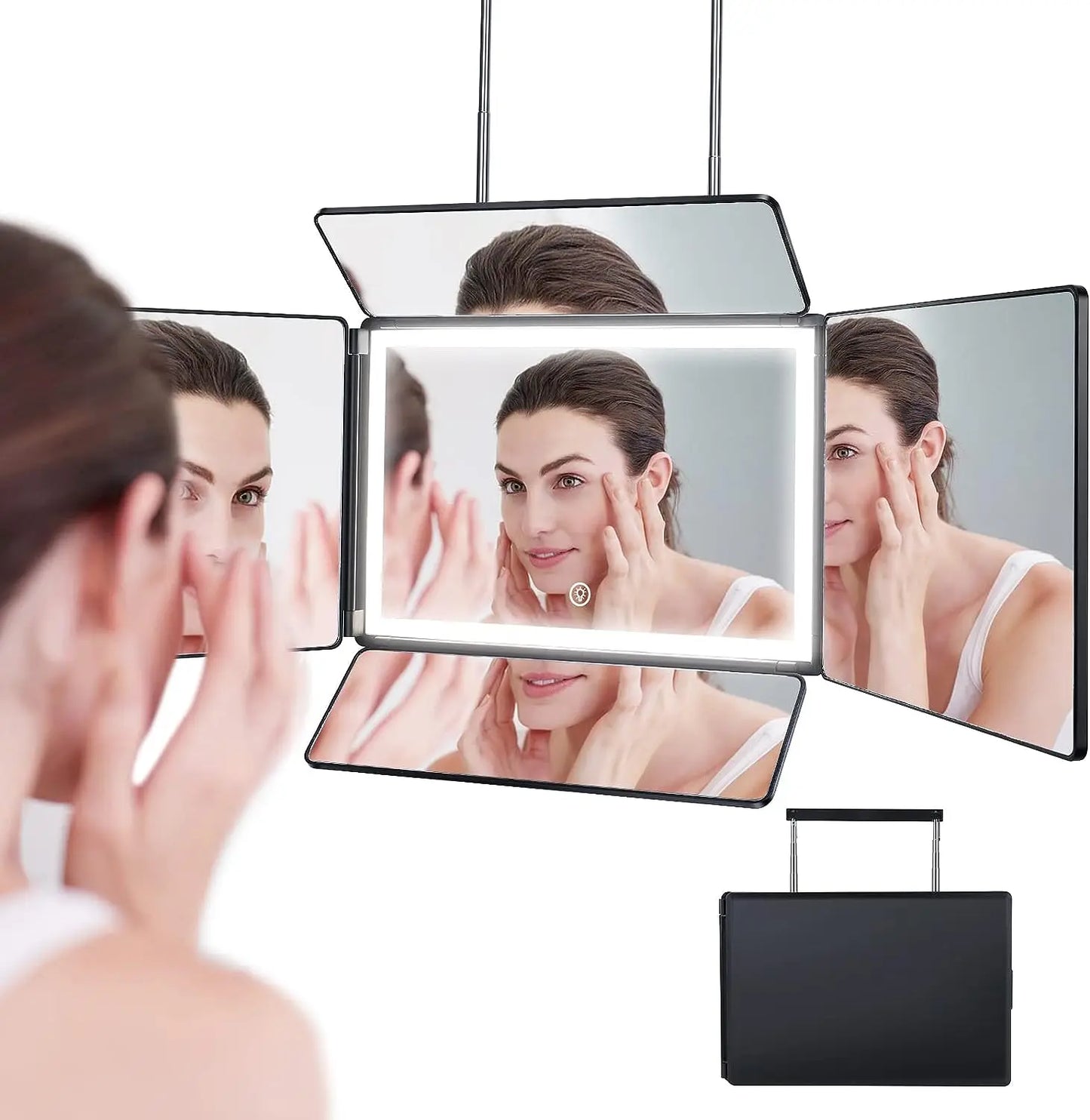 5 Way Mirror, Barber Mirror for Self Hair Cutting, 360° Mirror for Men Shaving, Makeup Mirror with Height Adjusta for Braiding