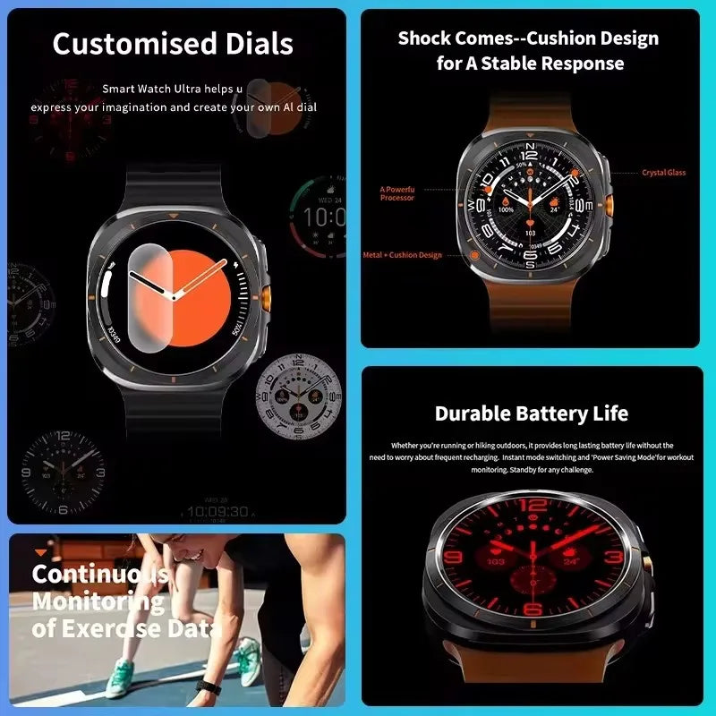 2024 New Galaxy Smart Watch 7 Ultra Men AMOLED Screen Multi-Function Sports Fitness Tracker Health Women smart watch for Samsung