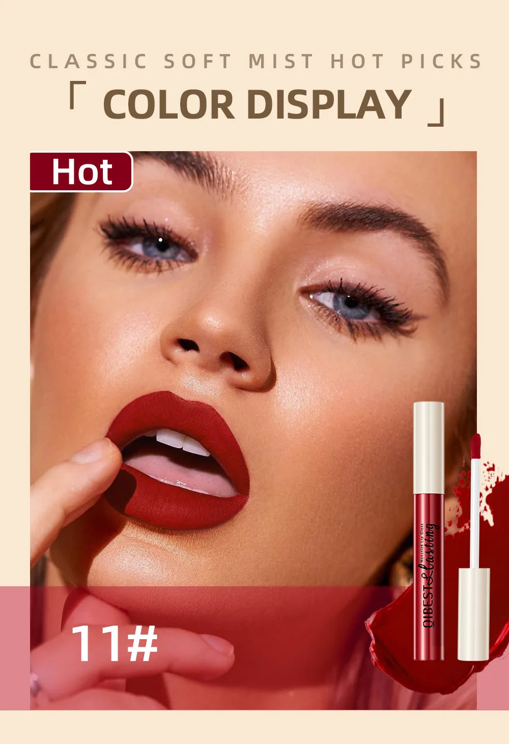 Matte Liquid Lipstick, Non-Stick Cup, Waterproof, Long-Lasting, Smudge-Proof, Velvet Finish, Transfer-Resistant Lip Gloss