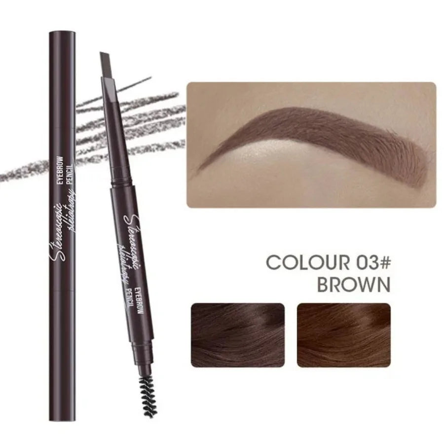 Natural Brown Waterproof Eyebrow Pencil Ultra-fine Triangle Precise Brows Cream With Brush Lasting No Blooming Rotatable Makeup