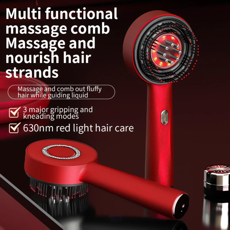 Electric Vibration Massage Comb Red Light Therapy Hair Growth Massage Scalp Brush Anti Hair Loss Liquid Oil Applicator Hair Care