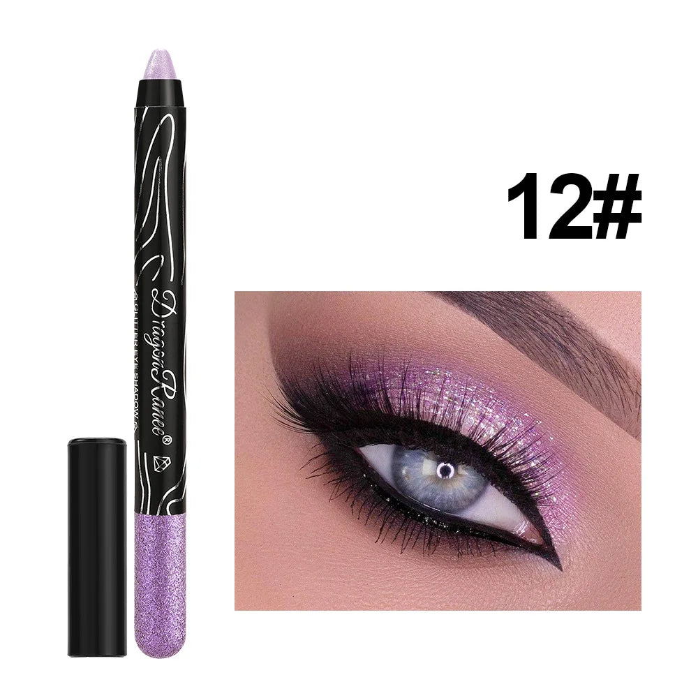 1Pc Metallic Purple Eyeshadow Pencil Glitter Silkworm Liner Pen Highlighter Long Lasting Gold Blue Cream Eye Shadow Stick Makeup