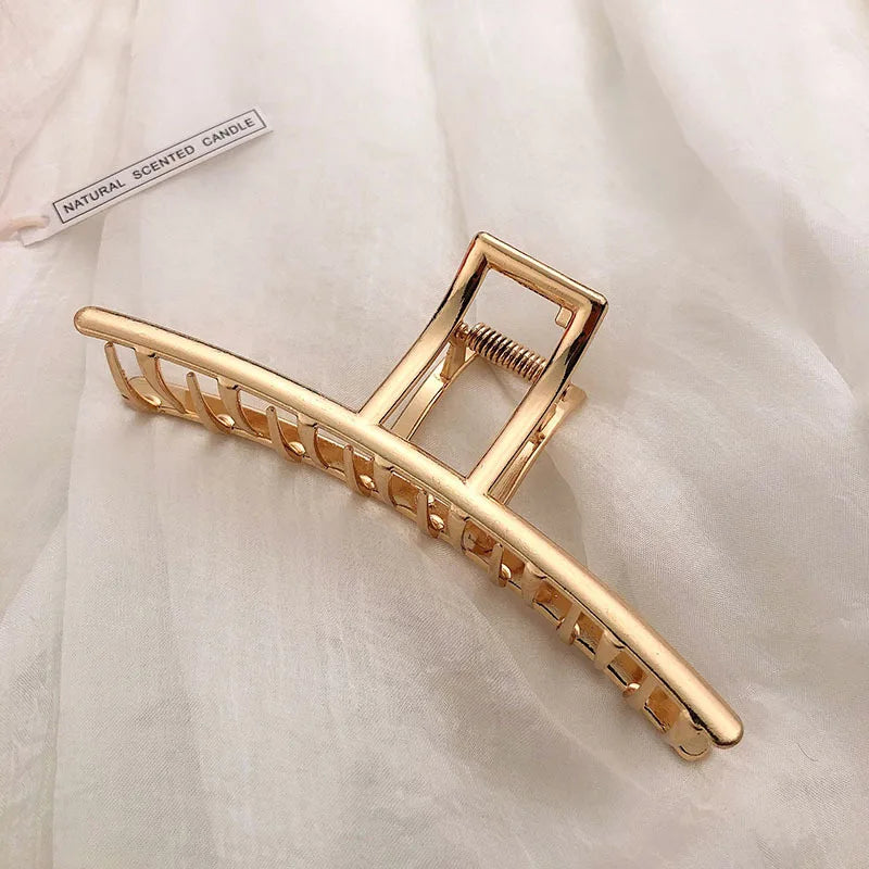 Fashion Metal Hair Claw For Women Gold Silver Color Cross Crab Hair Clip Korean Elegant Geometric Hairpin Girl Hair Accessories