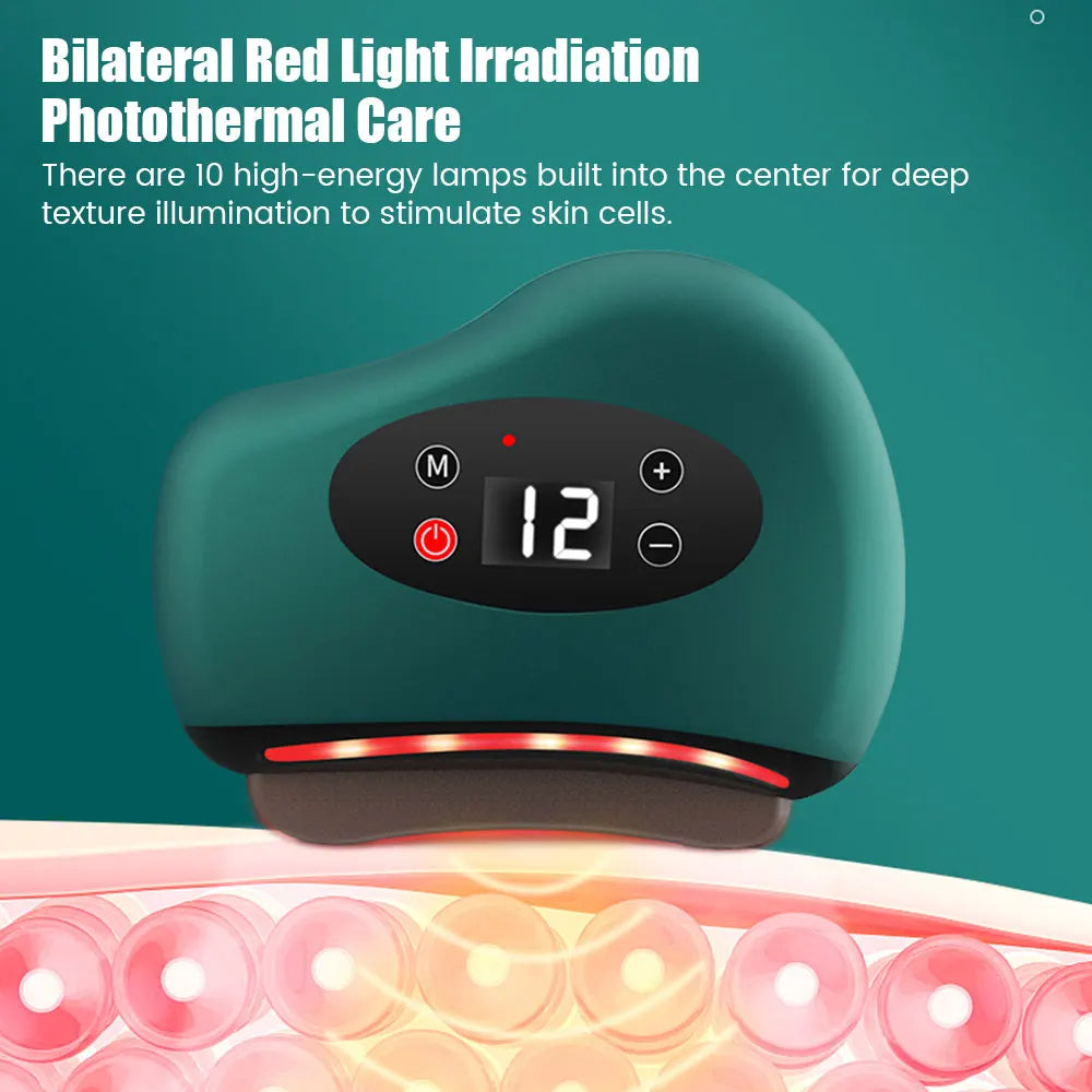 USB Electric Guasha Massager Hot Stone Heating Vibration Scraping Board Neck Back Massage Face Skin Gua Sha Facial Lifting Tools