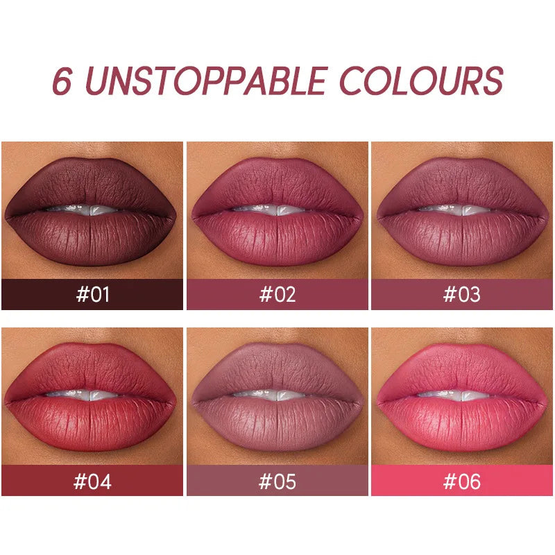 USHAS 12 Color Lip Liner + LIPSTICK Set Easy Coloring Matte Lipstick Long lasting nude red lipstick