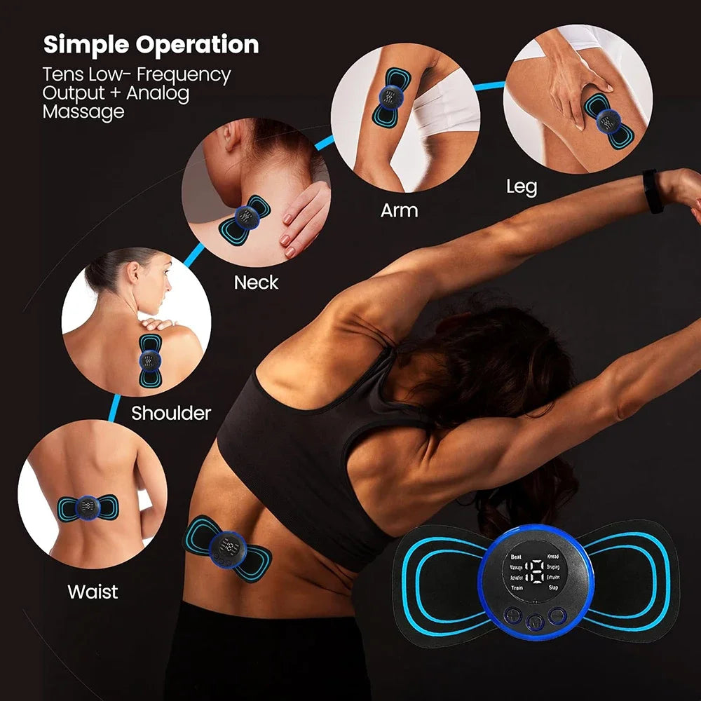 Electric EMS Neck Massager Mini Cervical Back Patch Stimulator Massageador Mat Portable Gel Pad Stickers Slim