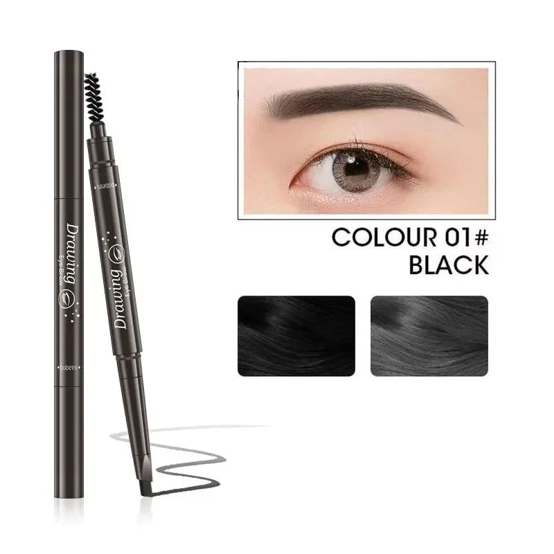 2 in 1 Eyebrow pencil professional Cosmetics makeup for women 5 Colors Waterproof Eyebrow Tattoo brush Long Lasting eyebrow pen