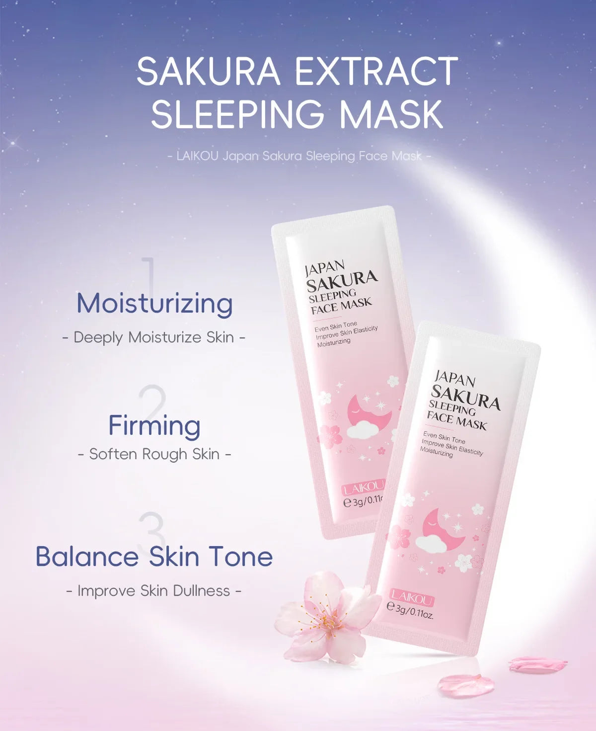 LAIKOU Facial Sleeping Mask Moisturizing Hydrating  Face Sheet Masks Repairing & Nourishing Night Face Mask Skin Care 7pcs