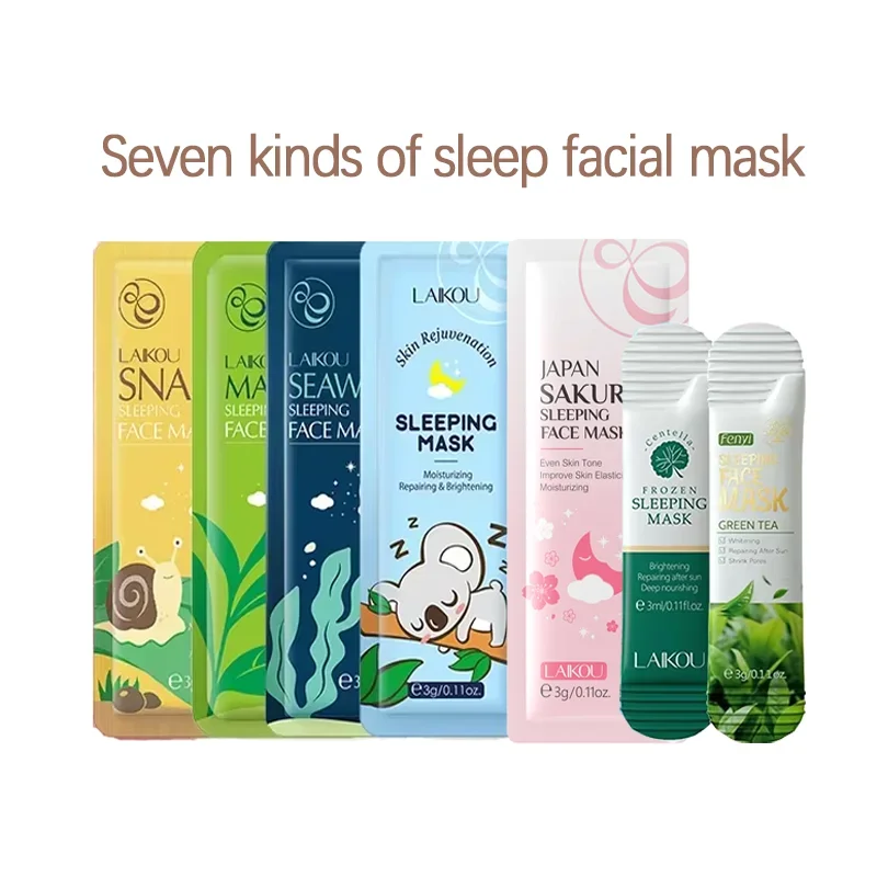 LAIKOU Facial Sleeping Mask Moisturizing Hydrating  Face Sheet Masks Repairing & Nourishing Night Face Mask Skin Care 7pcs