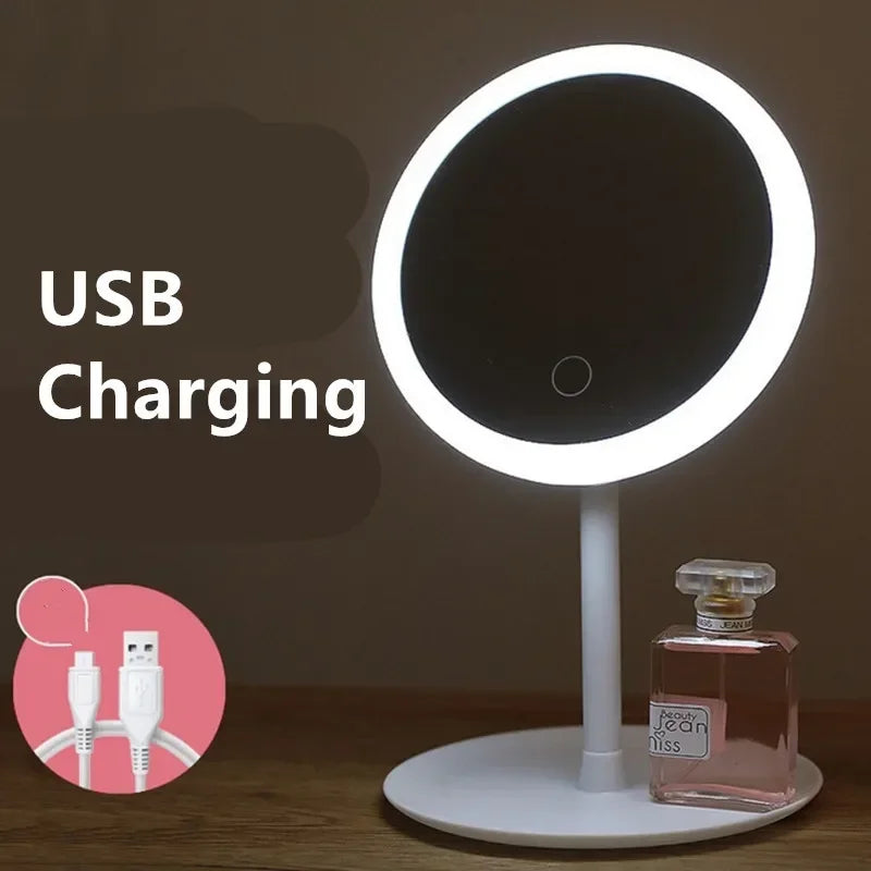 1PC Detachable 3 Modes Makeup Mirror With Light LED Daylight Vanity Mirror Storage Base Mirror With Light Gift USB Rechargable