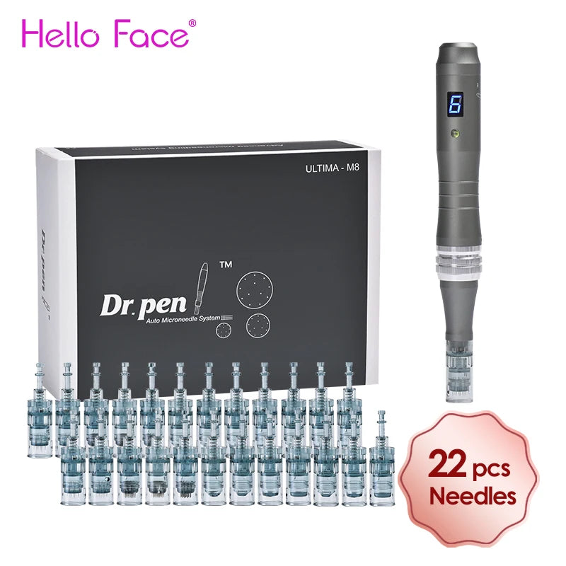 Dr pen Ultima M8 With 22 Cartridge Wireless Derma Microneedle Pen Skincare Kit MTS Treatment Professionals Use Beauty Machine