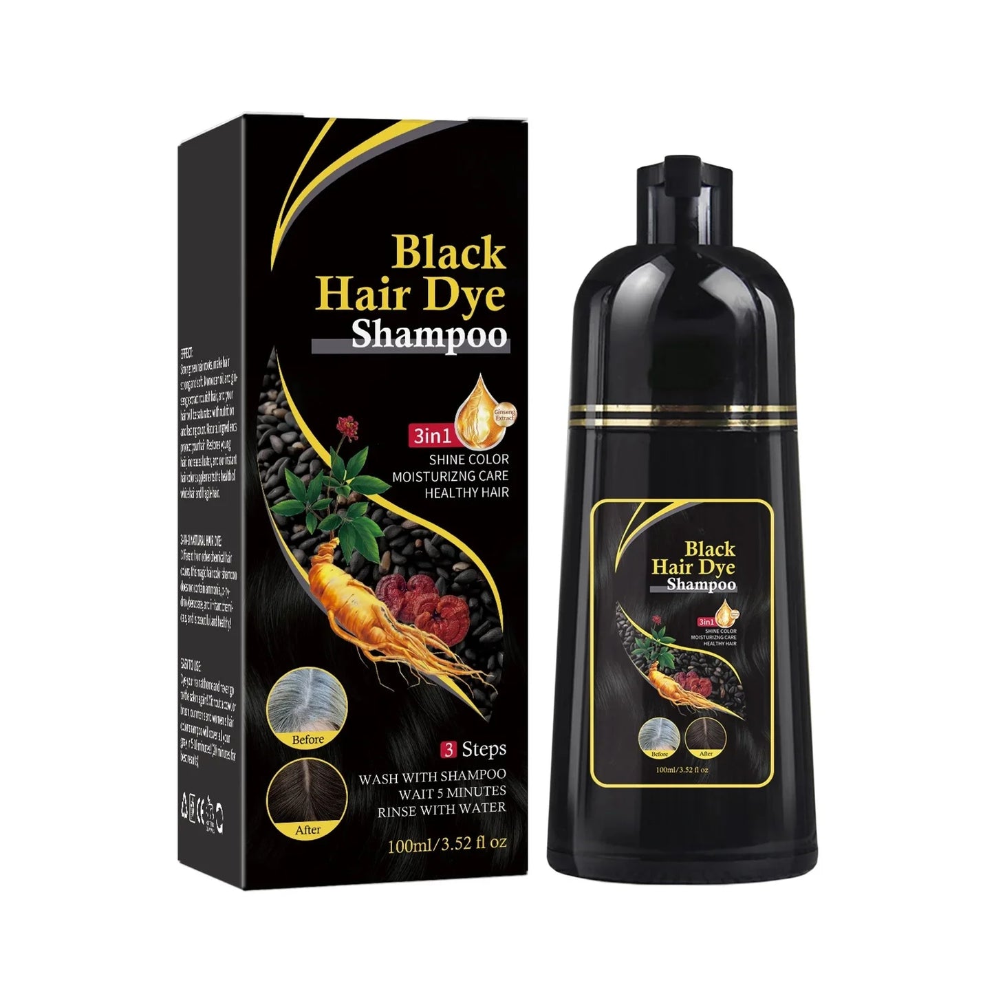 Nova Hair Dyeing Hair Care Shampoo 3-in-1 Natural Fast White Hair Dyed Black Hair Dye Lasting Convenience Men Women Hair Care