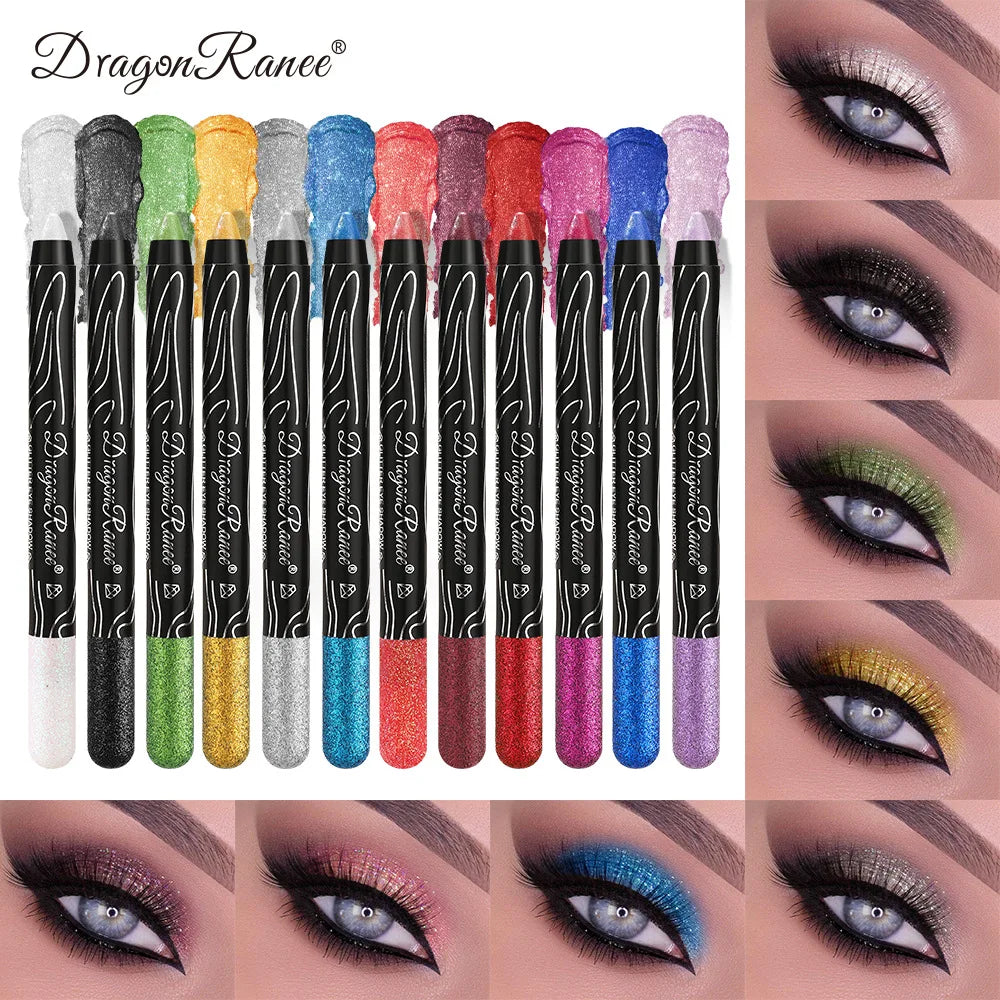 1Pc Metallic Purple Eyeshadow Pencil Glitter Silkworm Liner Pen Highlighter Long Lasting Gold Blue Cream Eye Shadow Stick Makeup