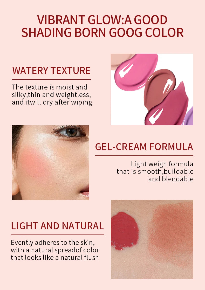 Liquid Blush Soft Matte Liquid Cream Blush Makeup Lightweight Beauty Blush Makeup for Long-Lasting Natural Velvet Liquid Blusher