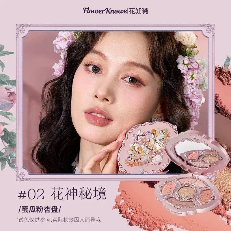 Flower Knows Swan Ballet Eyeshadow Palette Matte Fine Shimmer Pearl Face Palette 6 Colour Glitter Eye Shadow