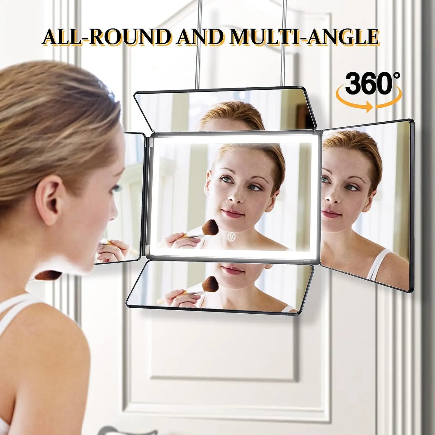 5 Way Mirror, Barber Mirror for Self Hair Cutting, 360° Mirror for Men Shaving, Makeup Mirror with Height Adjusta for Braiding