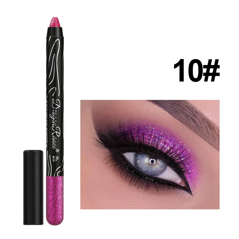 1Pc Metallic Purple Eyeshadow Pencil Glitter Silkworm Liner Pen Highlighter Long Lasting Gold Blue Cream Eye Shadow Stick Makeup