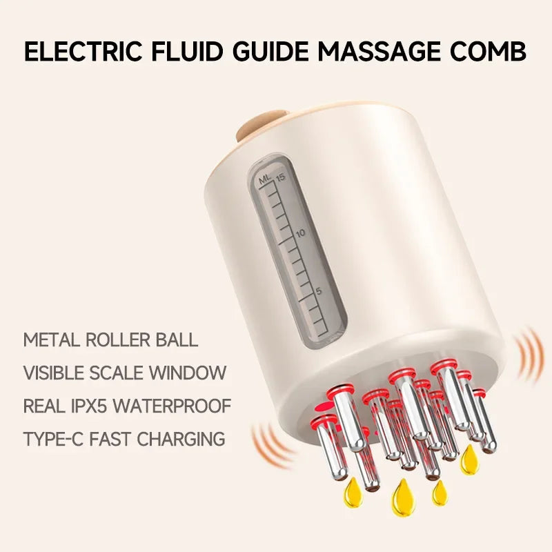 EMS Microcurrent Scalp Applicator Liquid Comb Massage Comb Essential Oil Liquid Guiding Scalp Massager Red Light Therapy