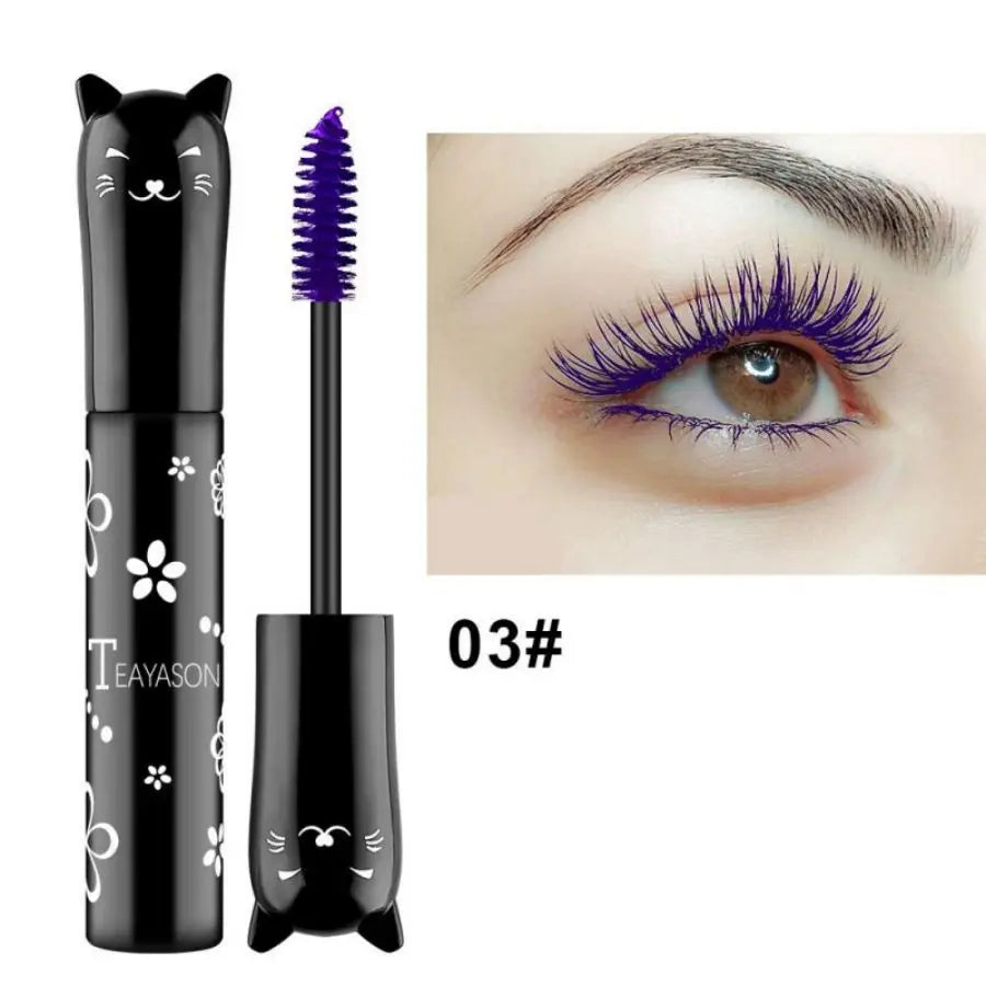 6-Colorful Mascara with Large Brush Head, Easy to Color, Non-Clumping, Non-Fading Mascara, White Purple, Sapphire Blue, Silver Coffee, Not Easy to Smudge, Mascara, Eyebrow Cream