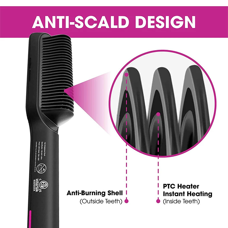 Electric Hot Comb Multifunctional Straight Hair Straightener Comb Negative Ion Anti-Scalding Styling Tool Straightening Brush