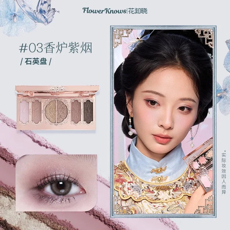 Flower Knows Swan Ballet Eyeshadow Palette Matte Fine Shimmer Pearl Face Palette 6 Colour Glitter Eye Shadow