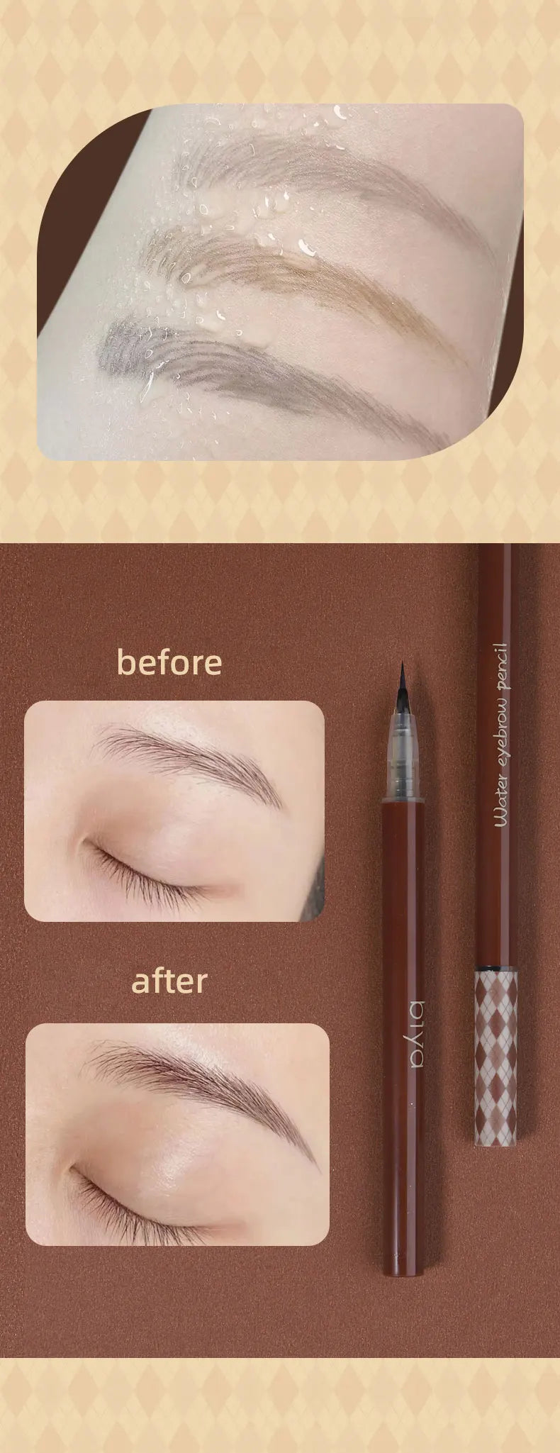 0.01mm Ultra Fine Liquid Eyebrow Pen Waterproof Natural Color Not Smudge Eyebrow BIYA Makeup Pencil