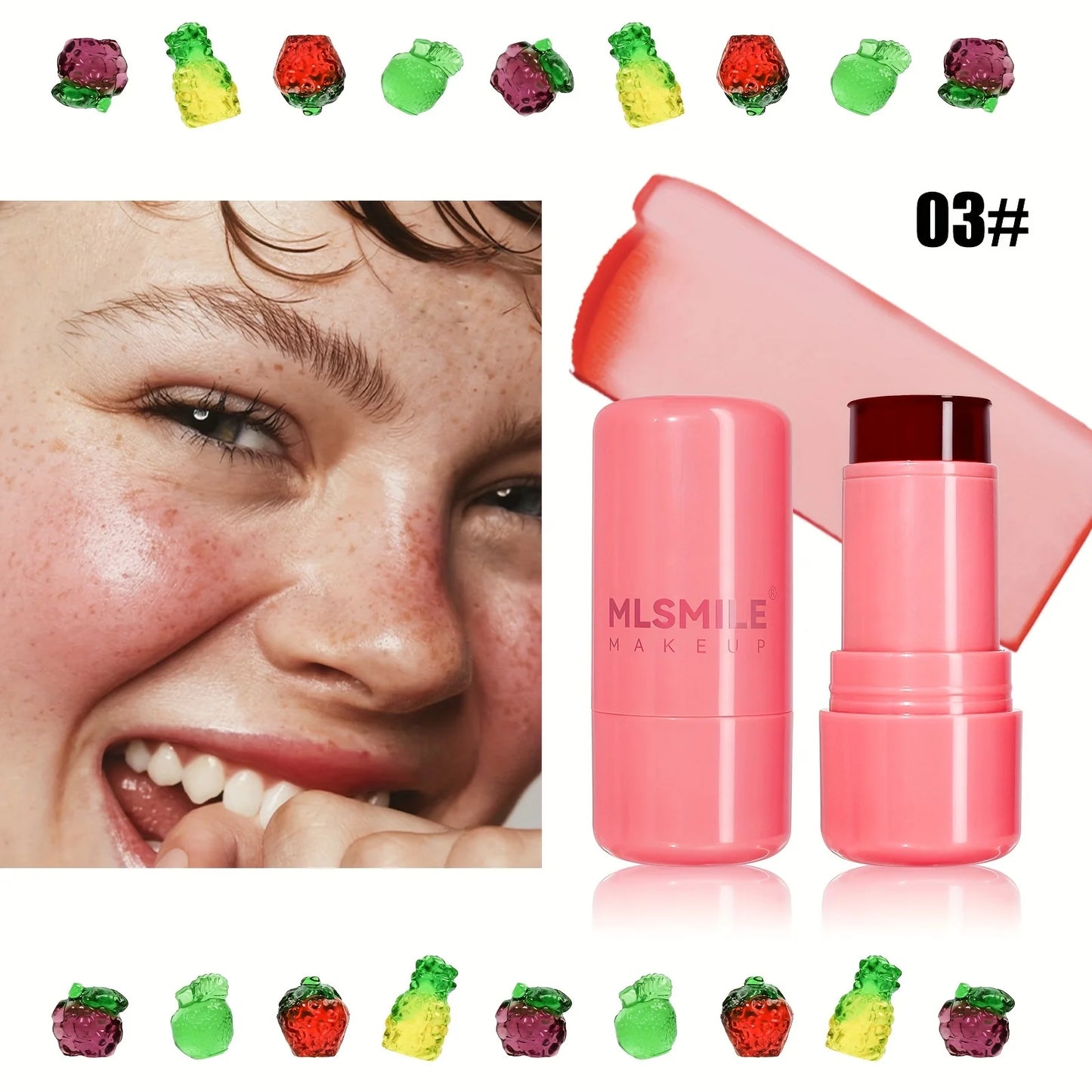 Jelly Blush Stick Makeup, Water Jelly Tint Stick, Lip and Cheek Jelly Blush Stick Lipstick, Lightweight