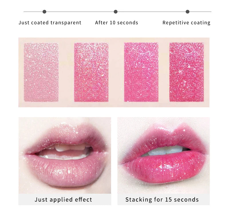 DAIMANPU Starry Sky Shining Jelly Lipstick Warm Color Change Cute Pink Girl Student Makeup Moisturizing and Moisturizing Lips