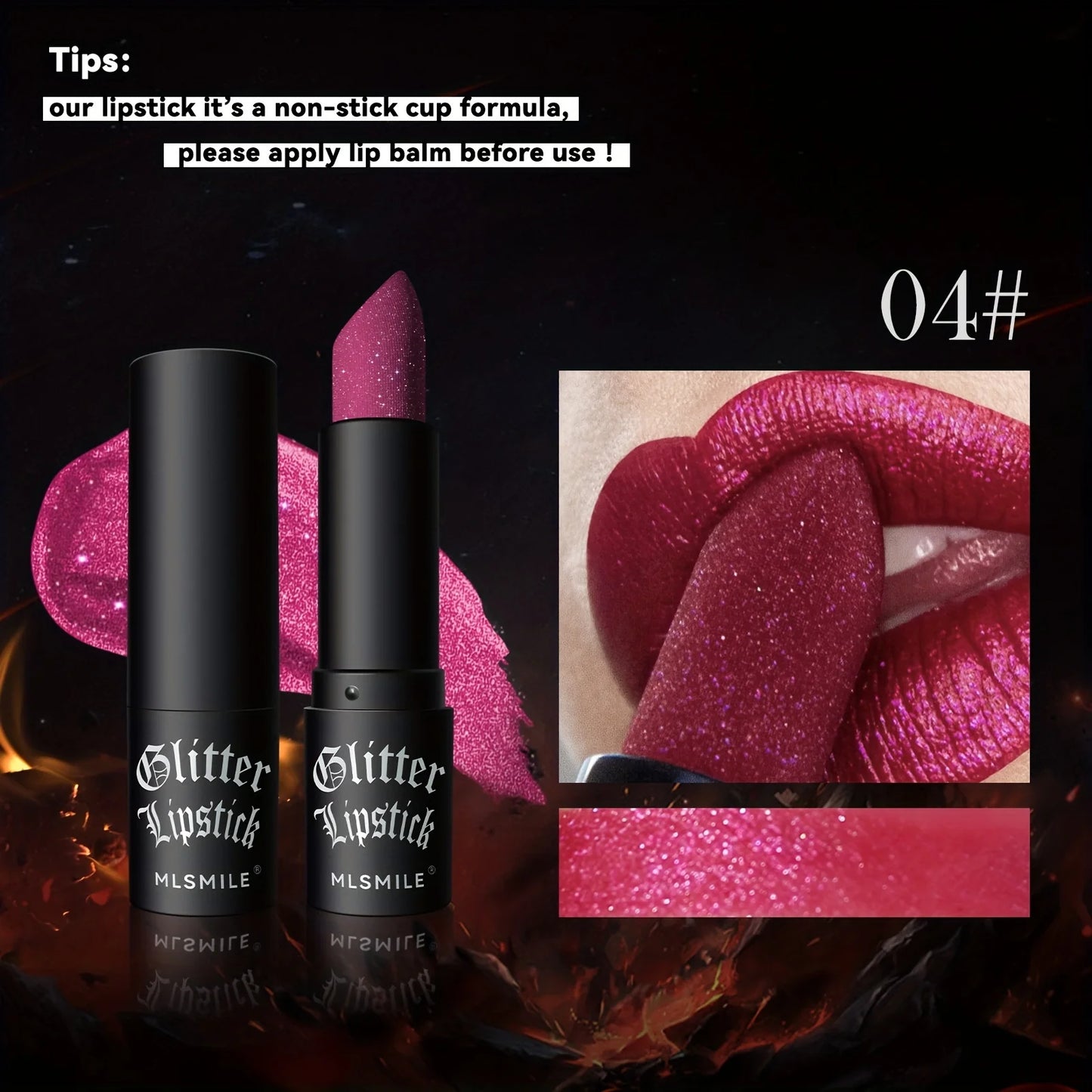 7 Colors Glitter Lipstick Hydrating Sparkling Shine Lip Color Nonstick Highly Pigmented Formula Gives Metallic Finish Lip Makeup