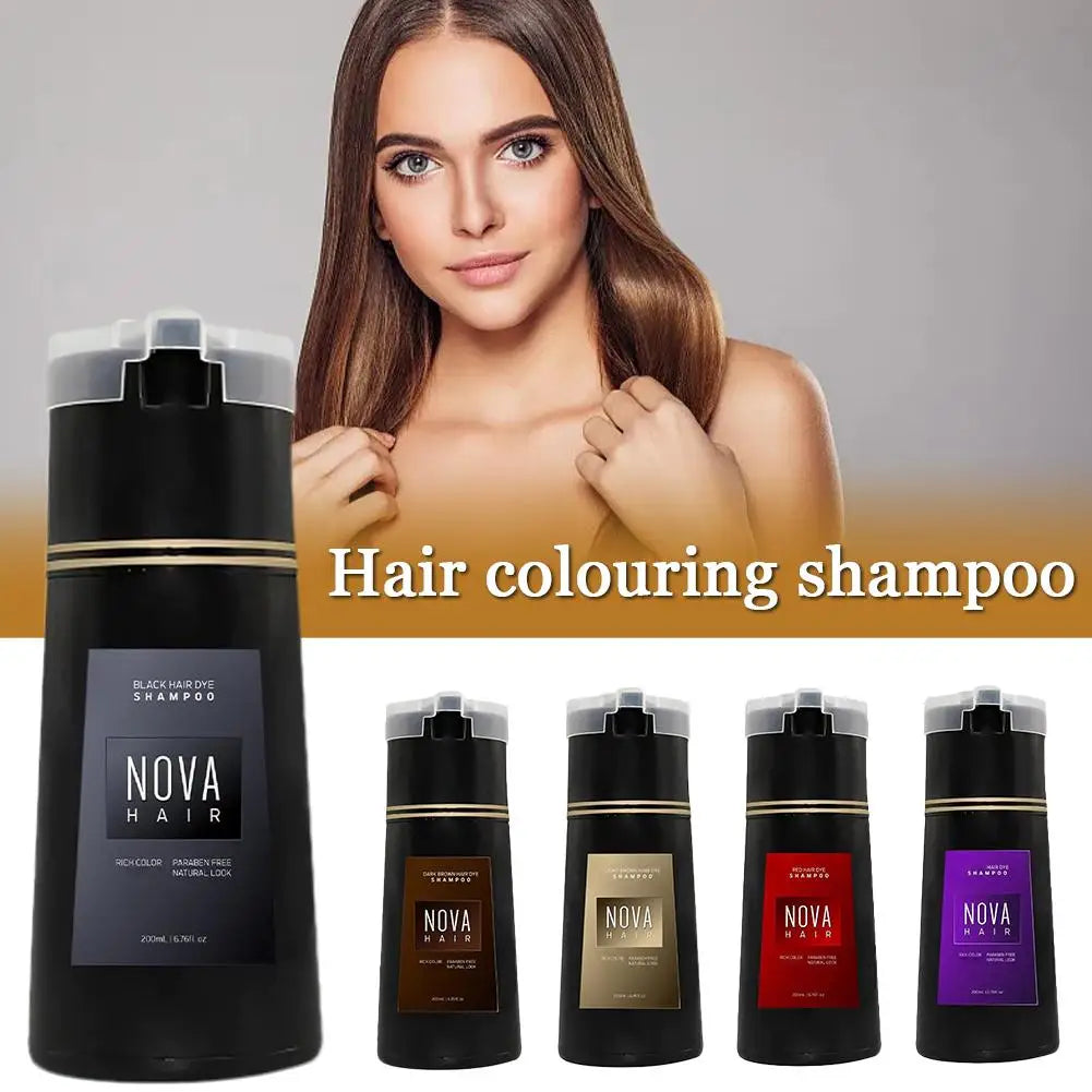 Nova Hair Dyeing Hair Care Shampoo 3-in-1 Natural Fast White Hair Dyed Black Hair Dye Lasting Convenience Men Women Hair Care