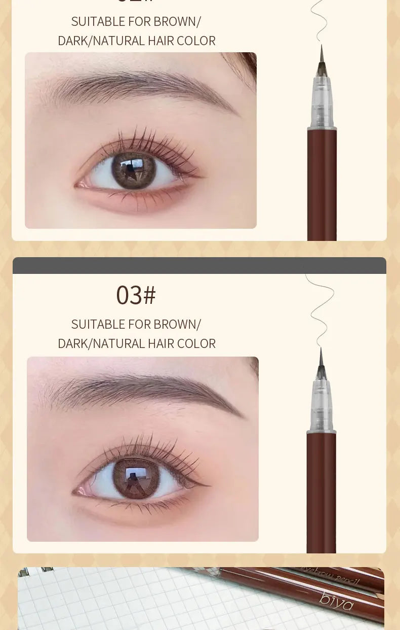 0.01mm Ultra Fine Liquid Eyebrow Pen Waterproof Natural Color Not Smudge Eyebrow BIYA Makeup Pencil