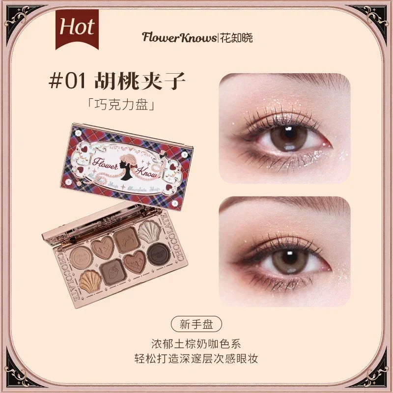 Flower Knows Swan Ballet Eyeshadow Palette Matte Fine Shimmer Pearl Face Palette 6 Colour Glitter Eye Shadow