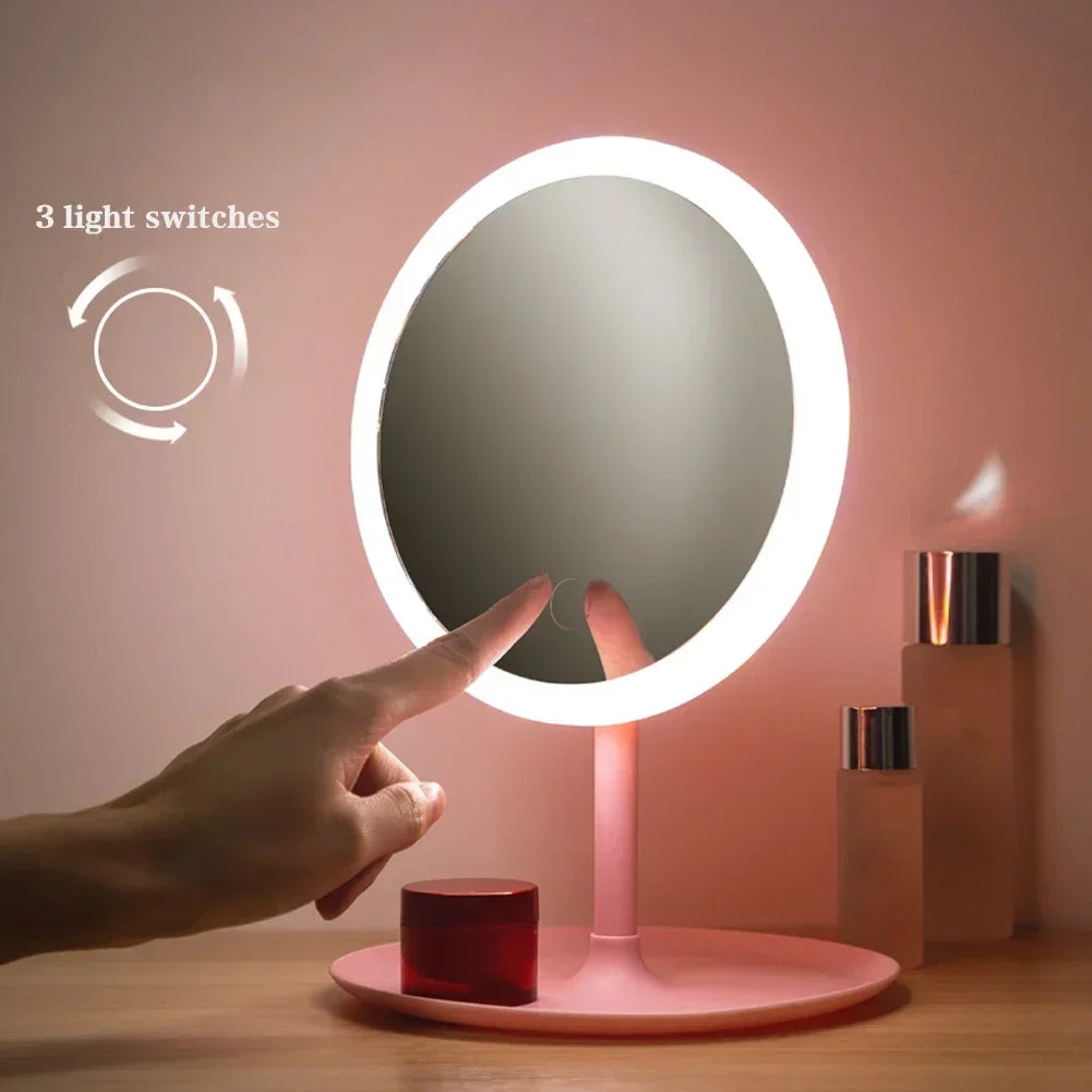 1PC Detachable 3 Modes Makeup Mirror With Light LED Daylight Vanity Mirror Storage Base Mirror With Light Gift USB Rechargable