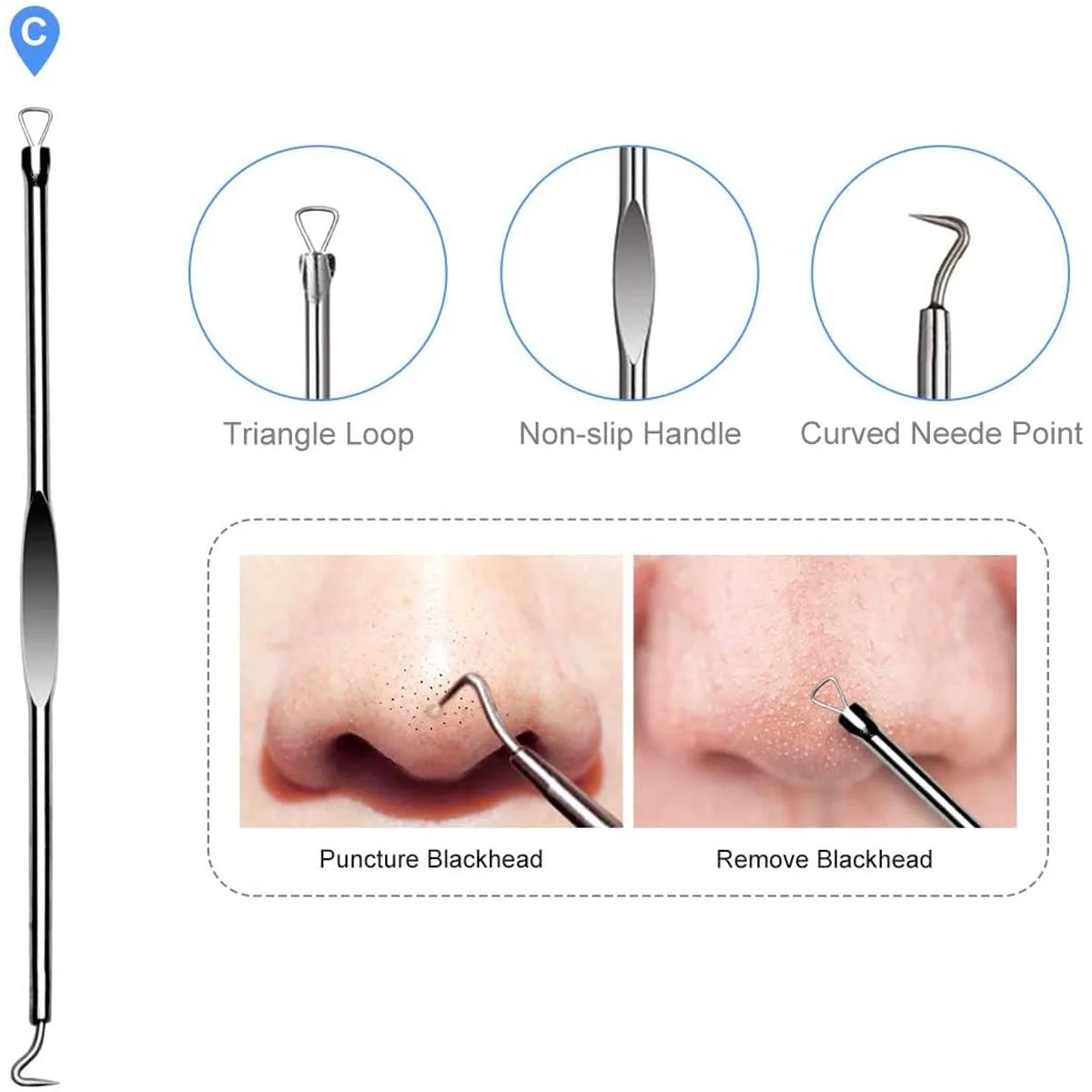 4PCS Acne Blackhead Comedone Black Spot Pimple Blemish Remover Skin Care Women Beauty Acne Treatment Pore Cleanser Needle Hook