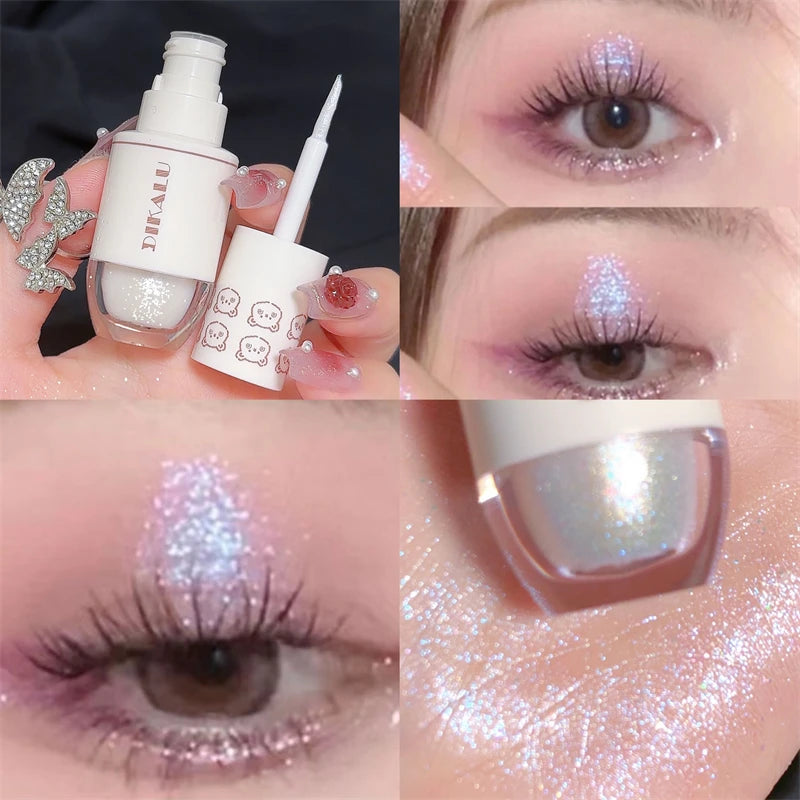 DIKALU Bear Bowling Ball A Teardrop Liquid Eyeshadow Eye Makeup Lying Silkworm Pearl Super Sparkle Glitter Fine Glitter Powder