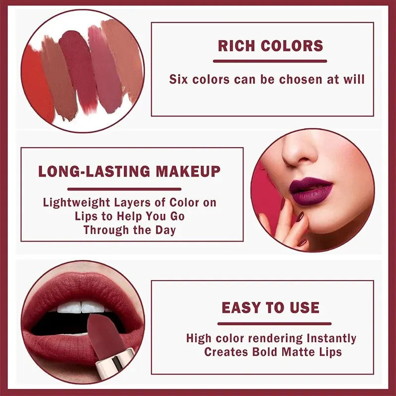 HANDAIYAN High-pigmented Matte Lipstick Velvet Waterproof Long-lasting Makeup Lips Cosmetics