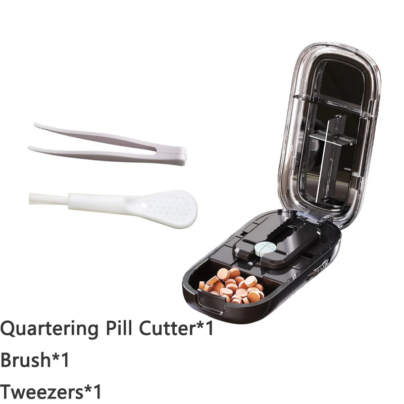 Pill Cutter With Invisible Storage Box Portable 2 In 1 Mini Drug Tablet Medicine Small Small Medicine Box Health Care Pills Case